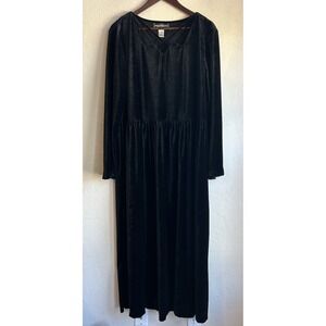 Vintage Molly Malloy Black Velvet Maxi Dress Plus 18 Gothic Whimsigoth Strappy